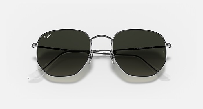 Ray-Ban Sunglasses Unisex Hexagonal Flat Lenses - Gunmetal Frame Grey Lenses 54-21