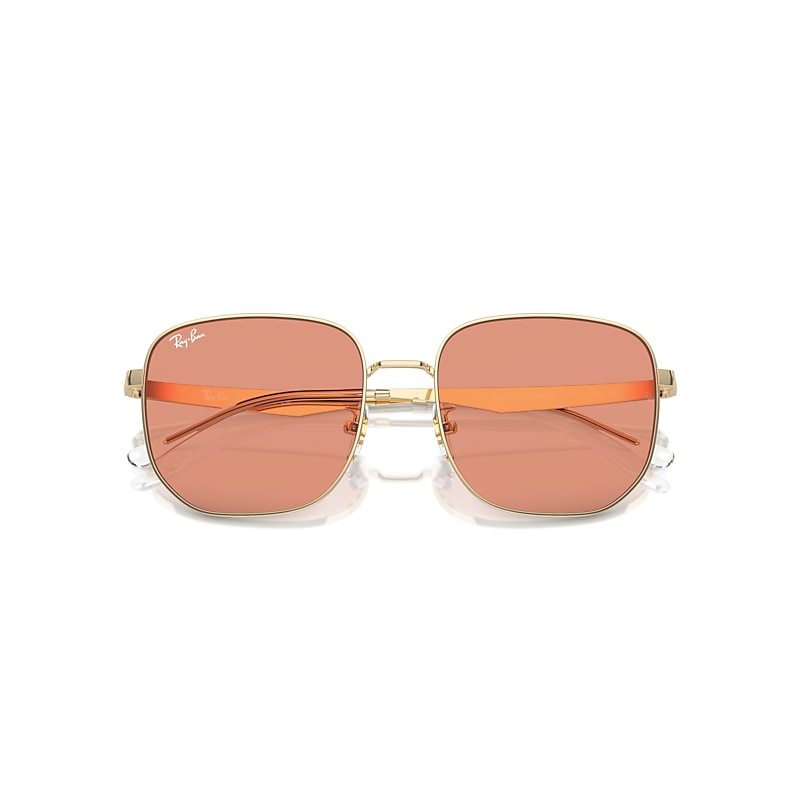 Ray Ban Rb3713d Sunglasses Pale Gold Frame Orange Lenses 57-18 In Pale Gold