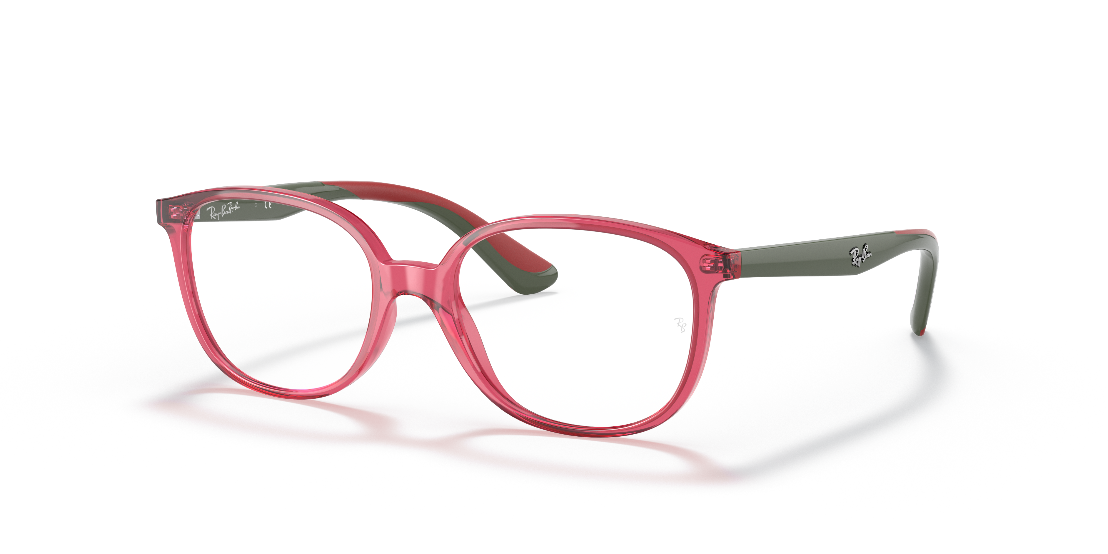RB1598 OPTICS KIDS Polished Transparent Red Frame Clear Lenses 47-16