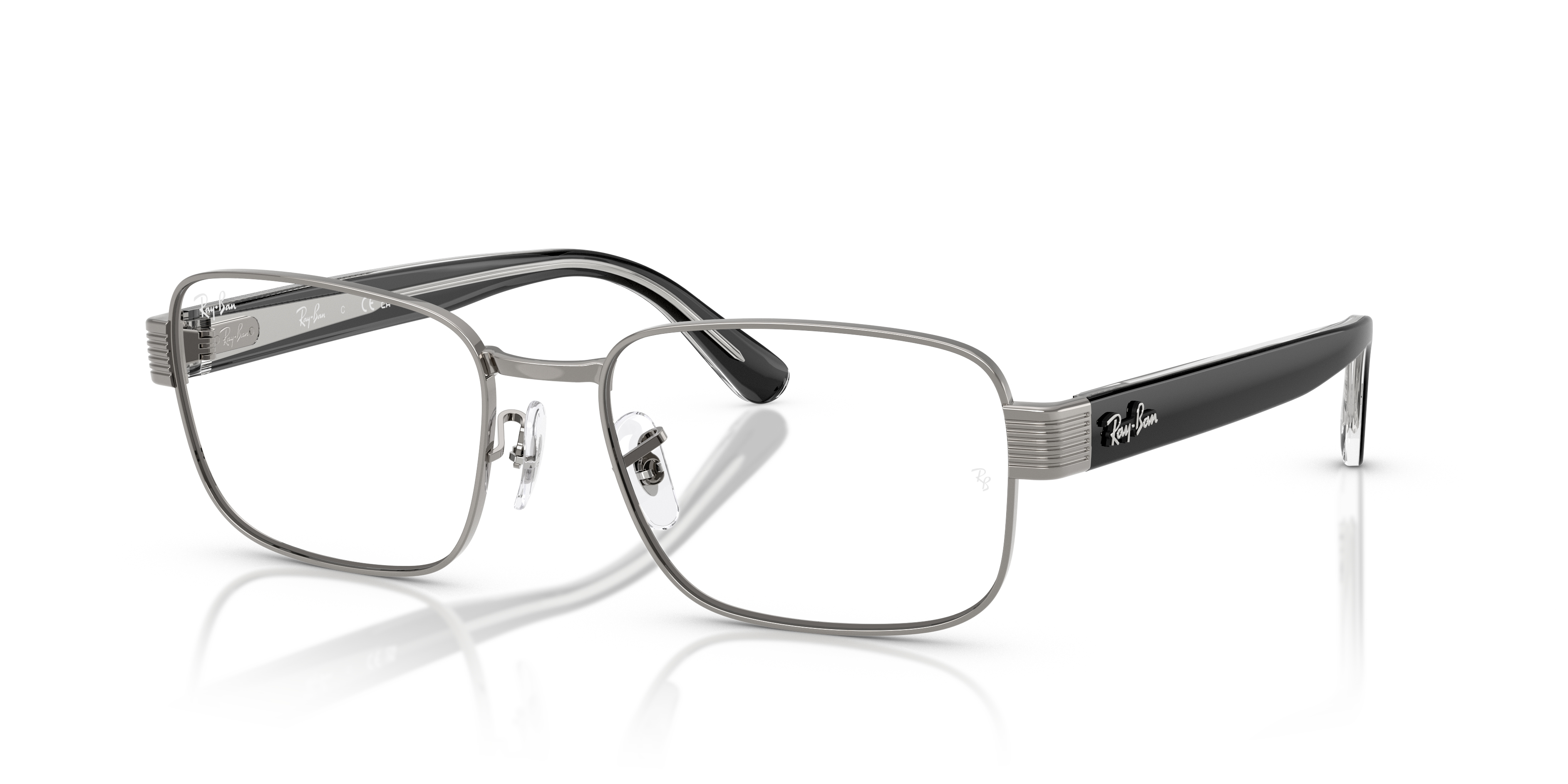 RB6529 OPTICS Polished Gunmetal Frame Clear Lenses 56-18