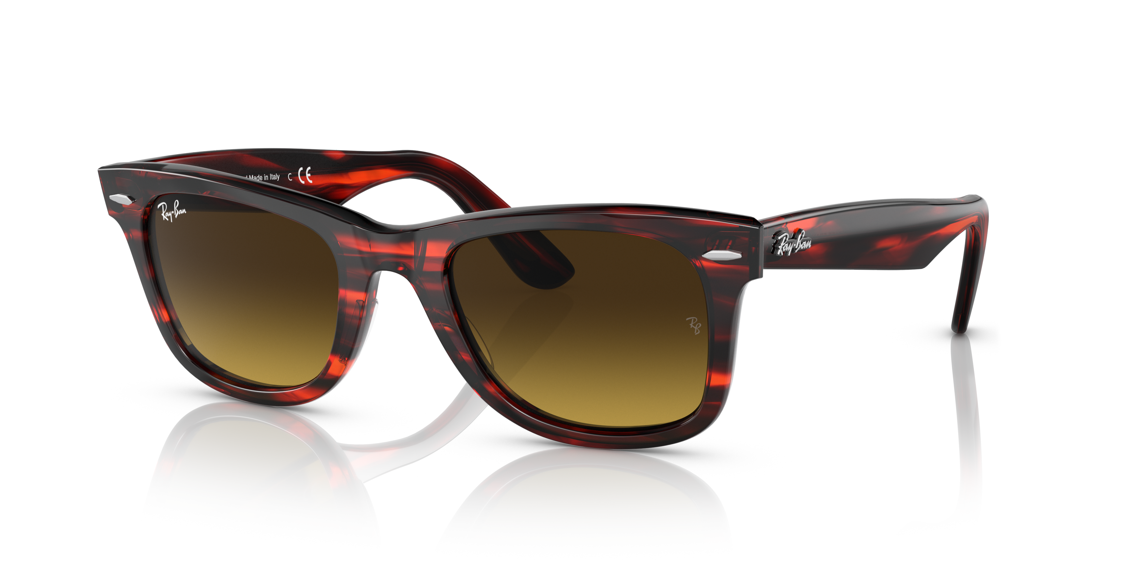 ORIGINAL WAYFARER BIO-BASED Polished Striped Red Frame Brown Gradient Lenses 50-22