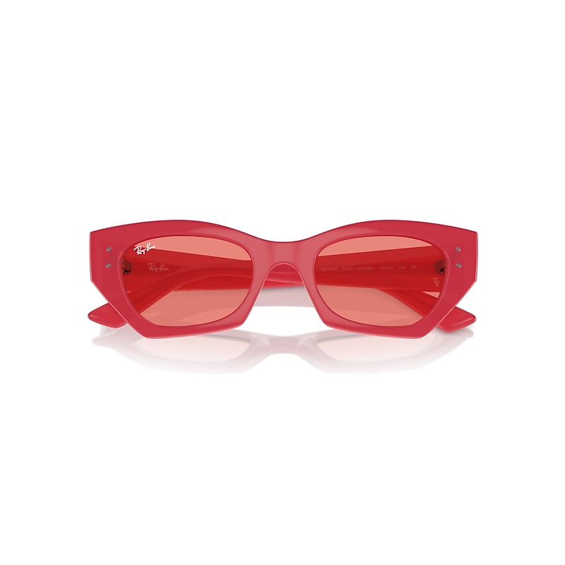 Ray-Ban Zena Bio-based Sunglasses Red Cherry Frame Pink Lenses 52-22