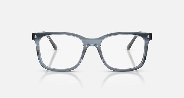 Ray-Ban Eyeglasses Unisex Rb5446 Optics Prescription - Striped Blue Frame Clear Lenses 51-19 Polarized