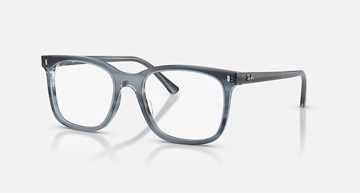 Ray-Ban Eyeglasses Unisex Rb5446 Optics Prescription - Striped Blue Frame Clear Lenses 51-19 Polarized