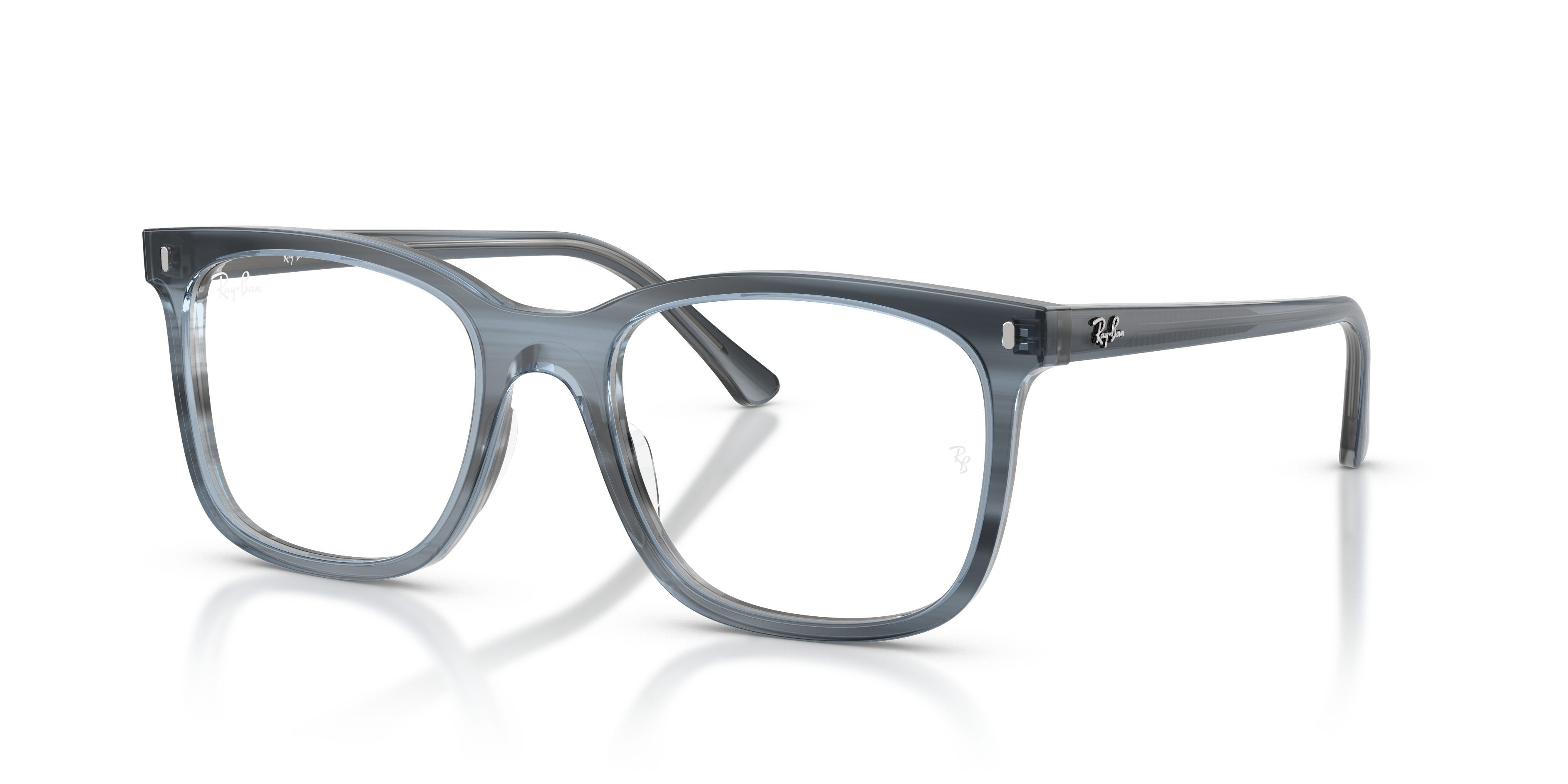 RB5446 OPTICS Polished Striped Blue Frame Clear Lenses 51-19