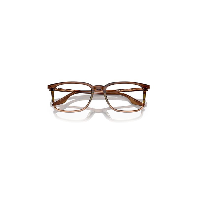 Ray-Ban Rb5421 Optics Eyeglasses Striped Brown & Green Frame Clear Lenses Polarized 55-19