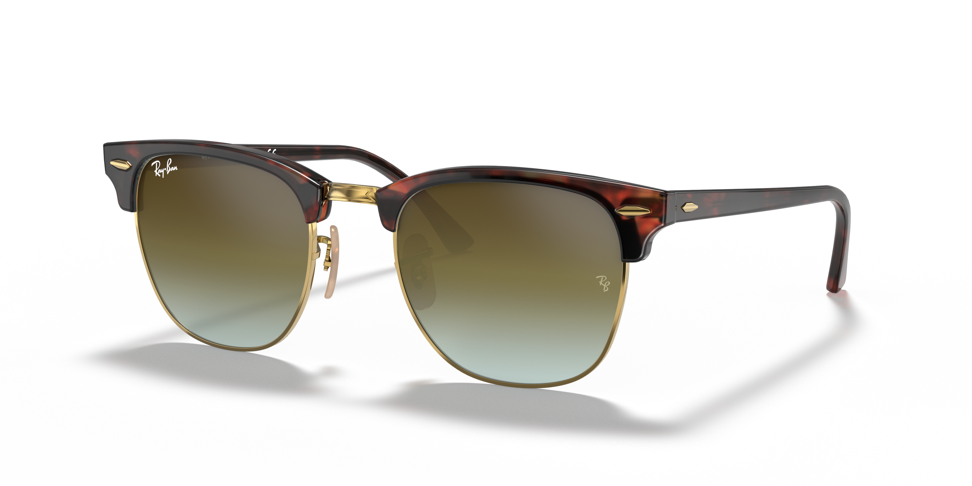 CLUBMASTER FLASH LENSES Polished Red Havana Frame Green Gradient Flash Lenses 49-21
