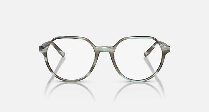 Ray-Ban Eyeglasses Unisex Thalia Optics Prescription - Striped Green Frame Clear Lenses 49-18 Polarized