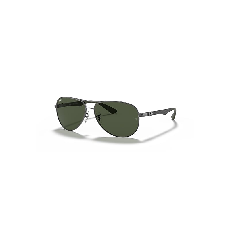 Ray-Ban Sunglasses Man Carbon Fibre - Grey Frame Green Lenses Polarized 61-13