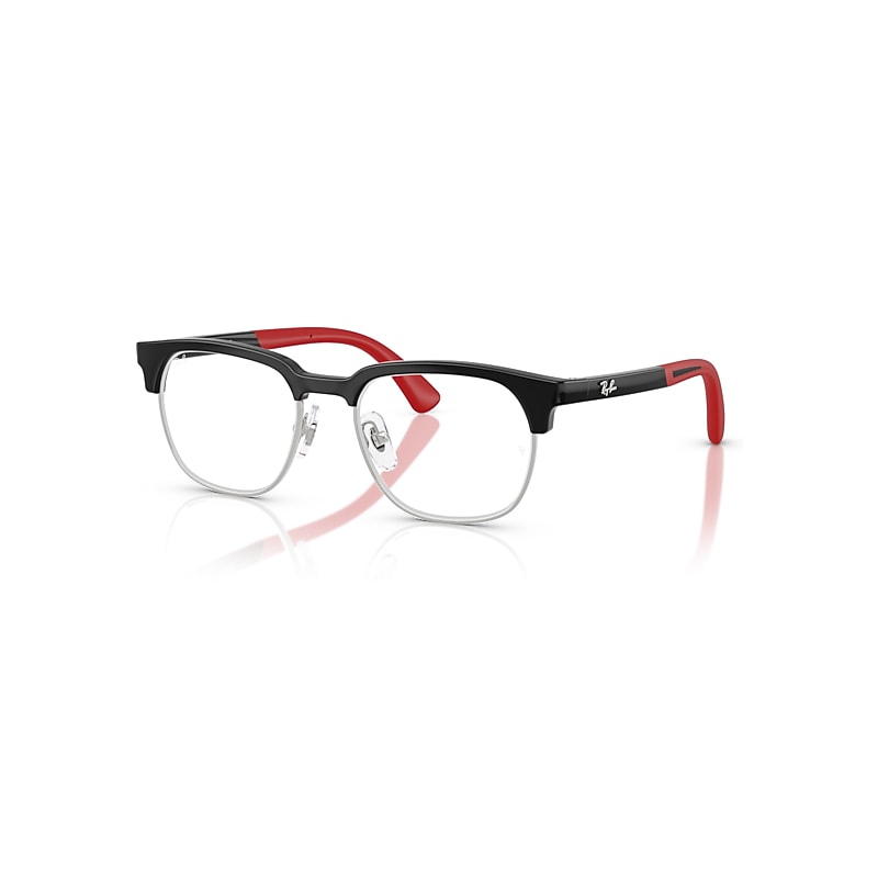 Ray-Ban Eyeglasses  Rb1641 Optics Kids Bio-Based - Black On Rubber Red Frame Clear Lenses Polarized 48-17, RY1641