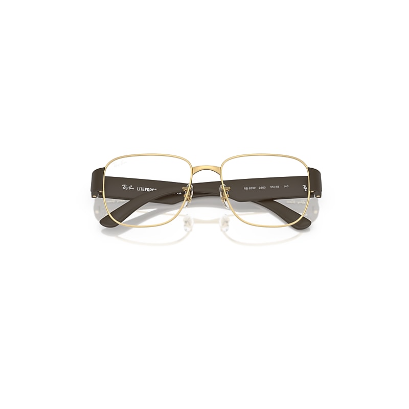 Ray Ban Rb6532 Optics Eyeglasses Sand Brown Frame Clear Lenses Polarized 55-18 In Sand Brown