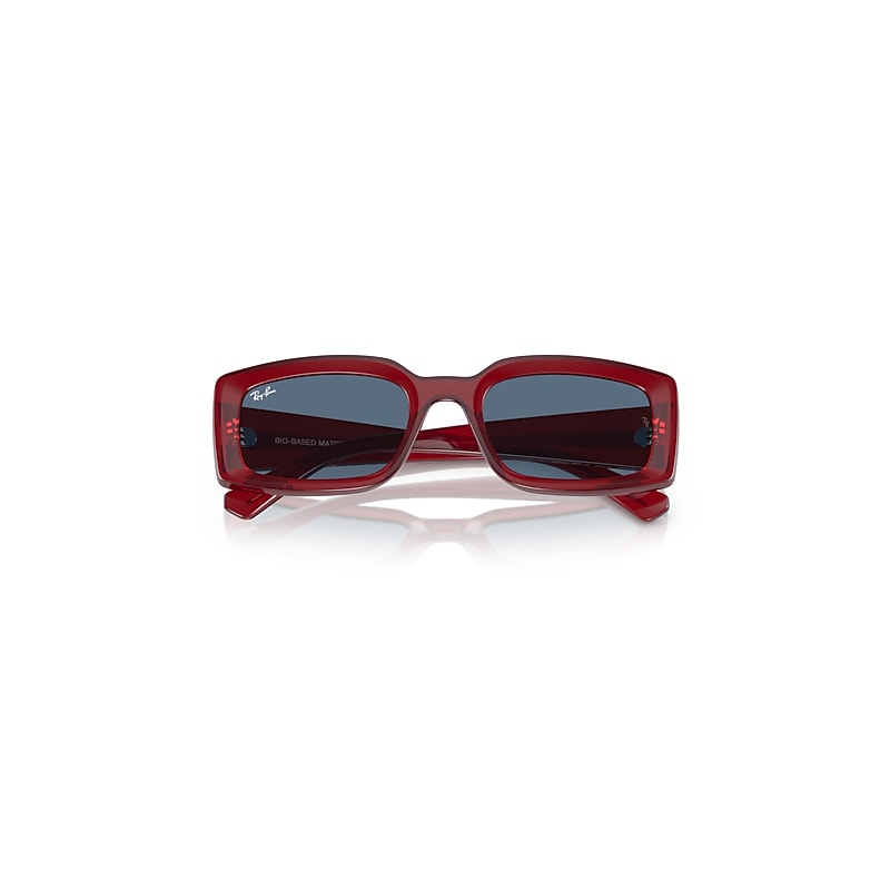 Ray-Ban Kiliane Bio-based Limited Sunglasses Transparent Red Frame Blue Lenses 54-21