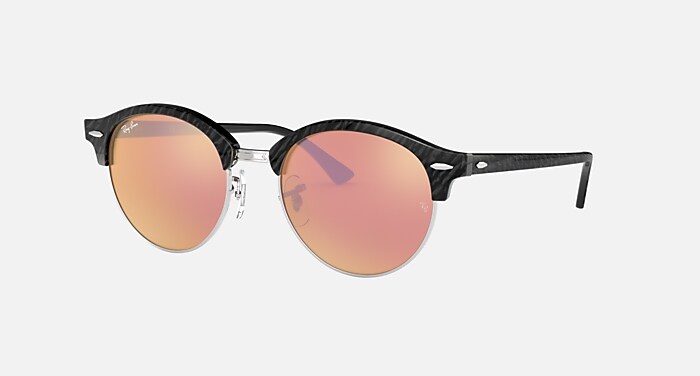 Ray-Ban 4246 Clubround Black Frame Sunglasses with Pink Flash Lenses Ray-Ban womens Rb4246 Clubround sunglasses, Black Frame  main image 3
