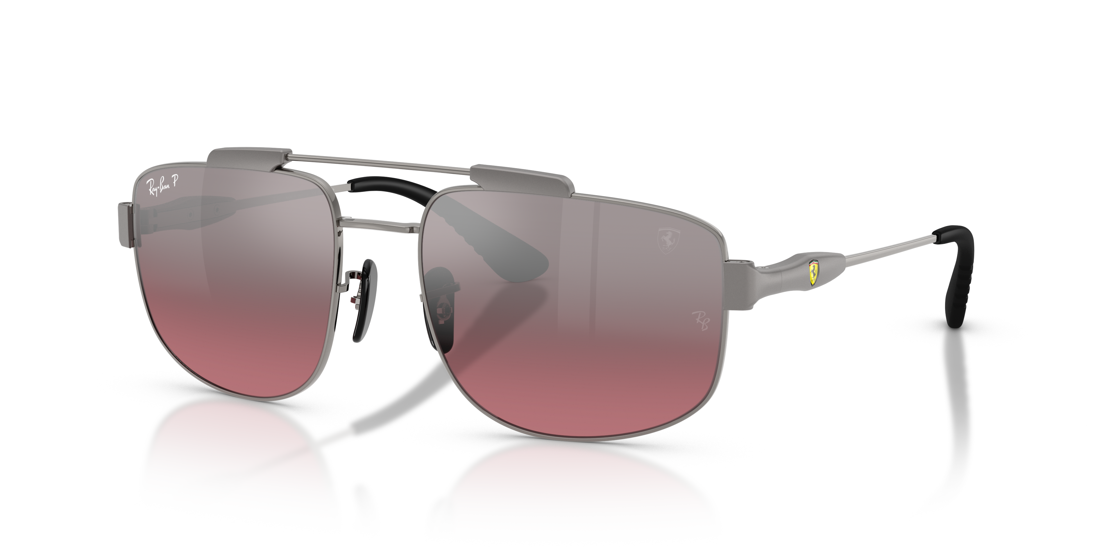 RB3789M SCUDERIA FERRARI COLLECTION Polished Gunmetal Frame Polarized Wine Lenses 58-18