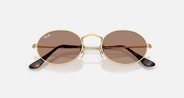 Ray-Ban Sunglasses Unisex Oval Metal Summer Capsule - Arista Gold Frame Violet Lenses 51-21