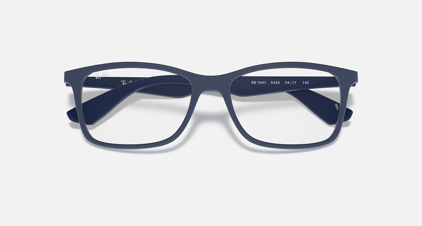 Ray-Ban Eyeglasses Unisex Rb7047 Optics Prescription - Blue Frame Clear Lenses 54-17 Polarized