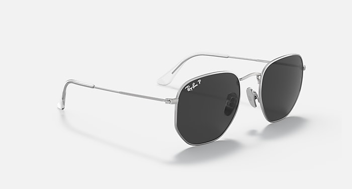 HEXAGONAL TITANIUM Sunglasses in Silver and Black RB8148 Ray