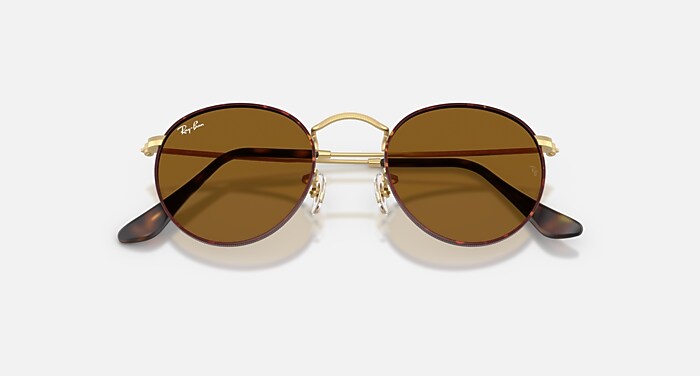 ROUND METAL Sunglasses in Matte Havana On Matte Arista Gold  display picture 3