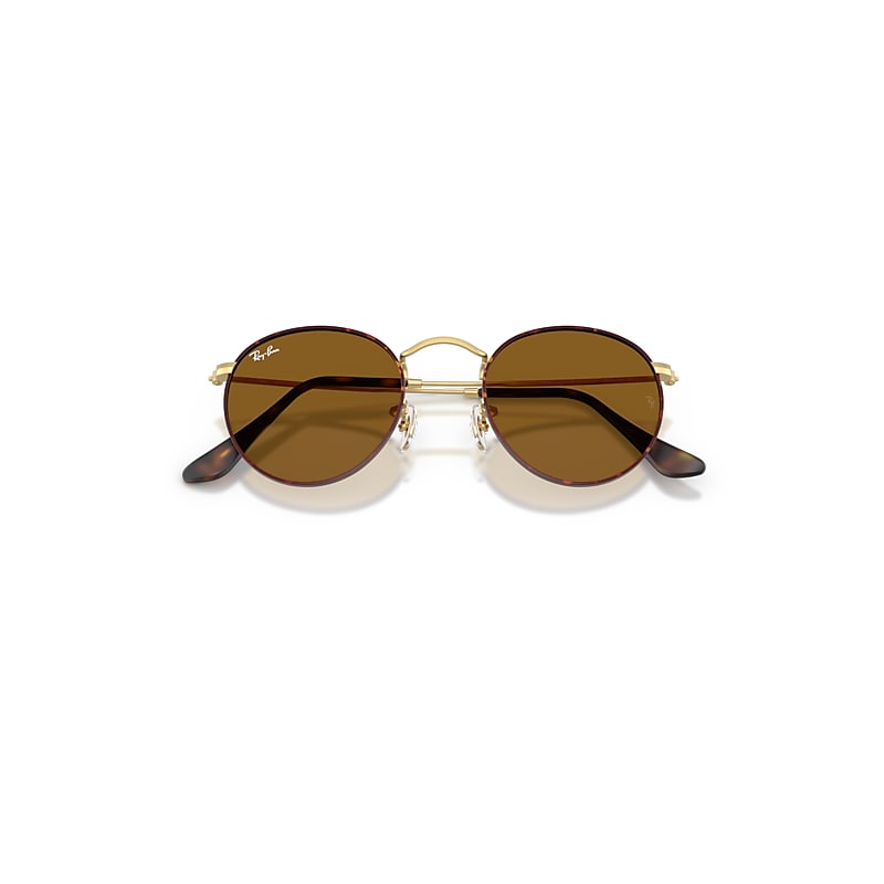 Ray Ban Round Metal Sunglasses Matte Arista Gold Frame Brown Lenses 50-21 In Matte Arista Gold