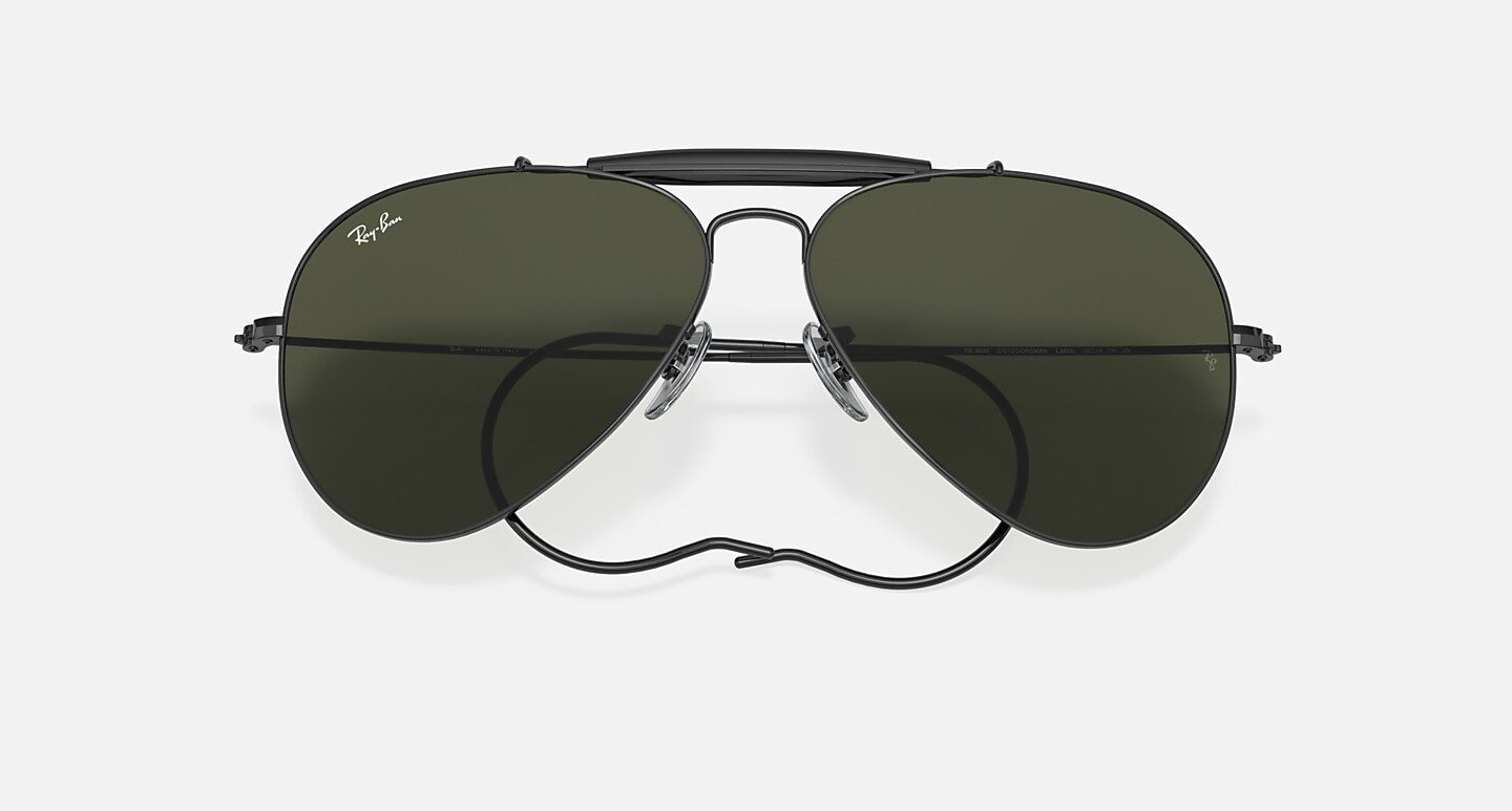 Ray-Ban Sunglasses Unisex Outdoorsman - Black Frame Green Lenses 58-14