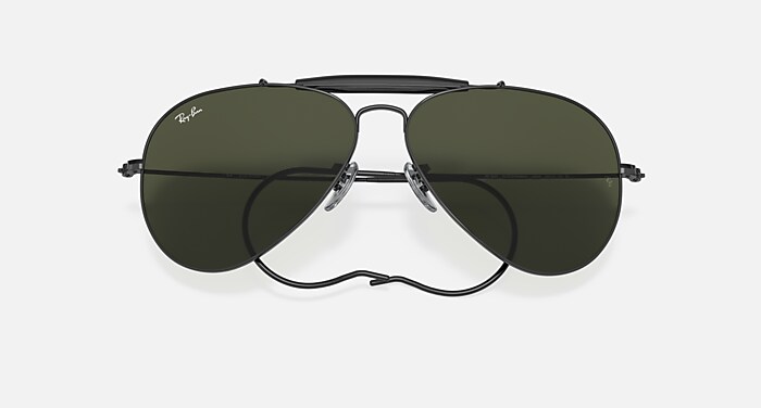 Ray-Ban Sunglasses Unisex Outdoorsman - Black Frame Green Lenses 58-14