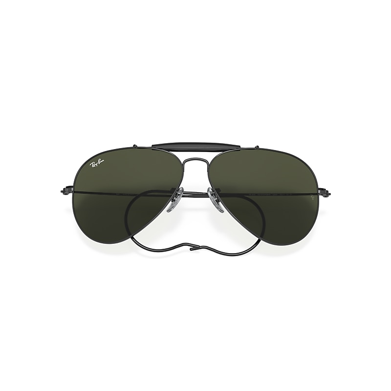Ray-Ban Outdoorsman Sunglasses Black Frame Green Lenses 58-14