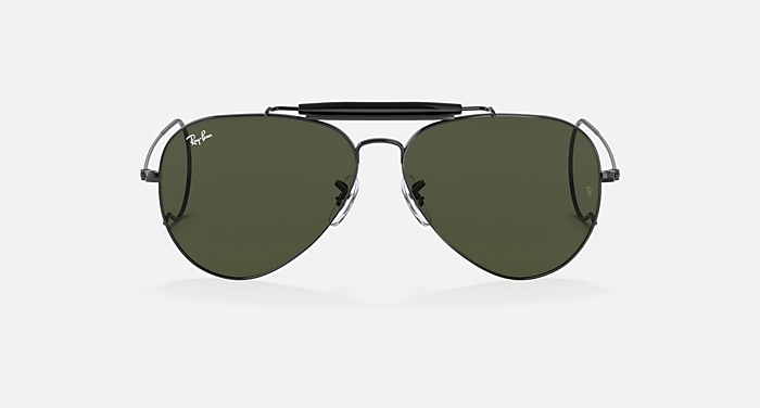 Ray-Ban Sunglasses Unisex Outdoorsman - Black Frame Green Lenses 58-14