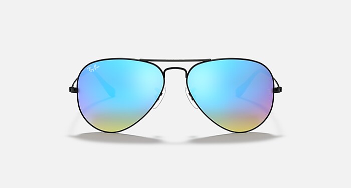 Ray-Ban Sunglasses Unisex Aviator Flash Lenses Gradient - Black Frame Blue Lenses 55-14