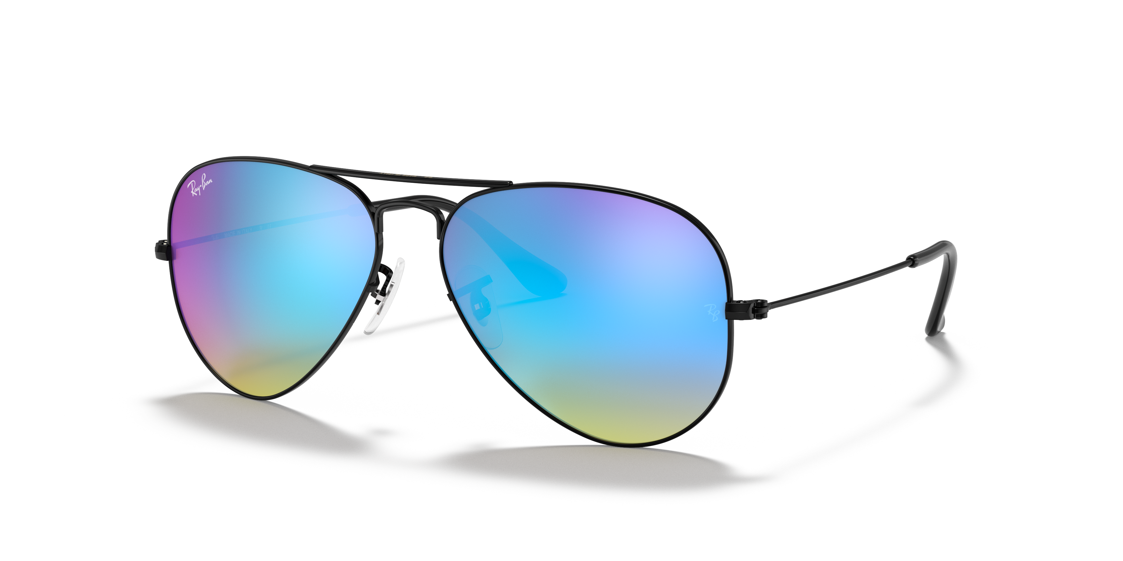 AVIATOR FLASH LENSES GRADIENT Polished Black Frame Blue Flash Lenses 55-14