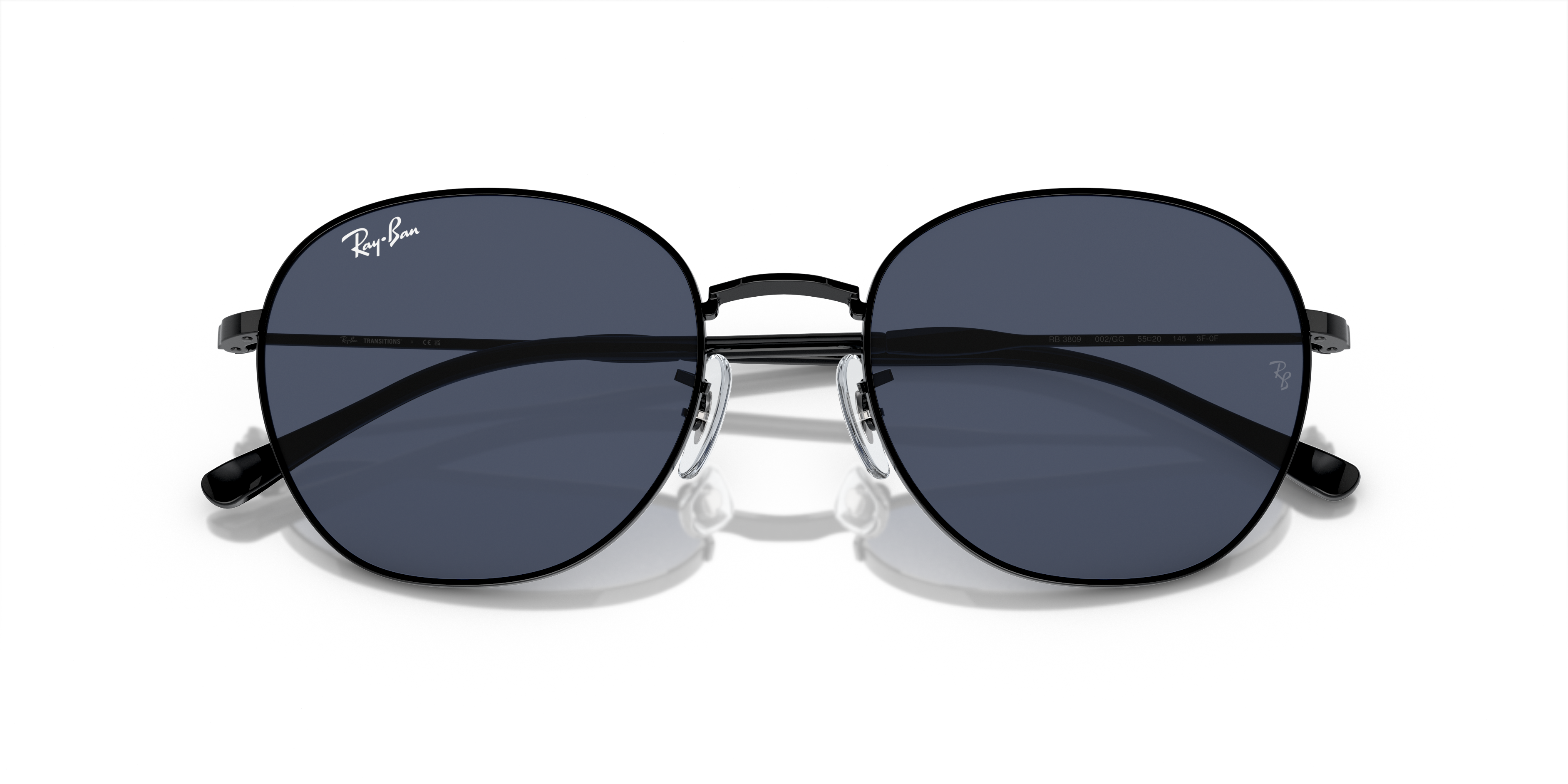 レイバン サングラス RB3809 002/B1 53-20 RB3809 TRANSITIONS® Sunglasses in Black and Clear/Blue