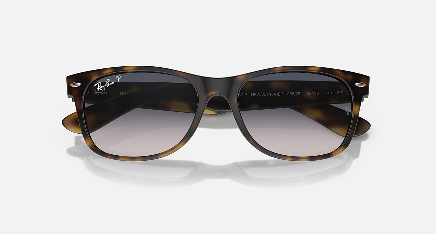 Ray-Ban Sunglasses Unisex New Wayfarer Classic - Havana Frame Blue Lenses 55-18 Polarized