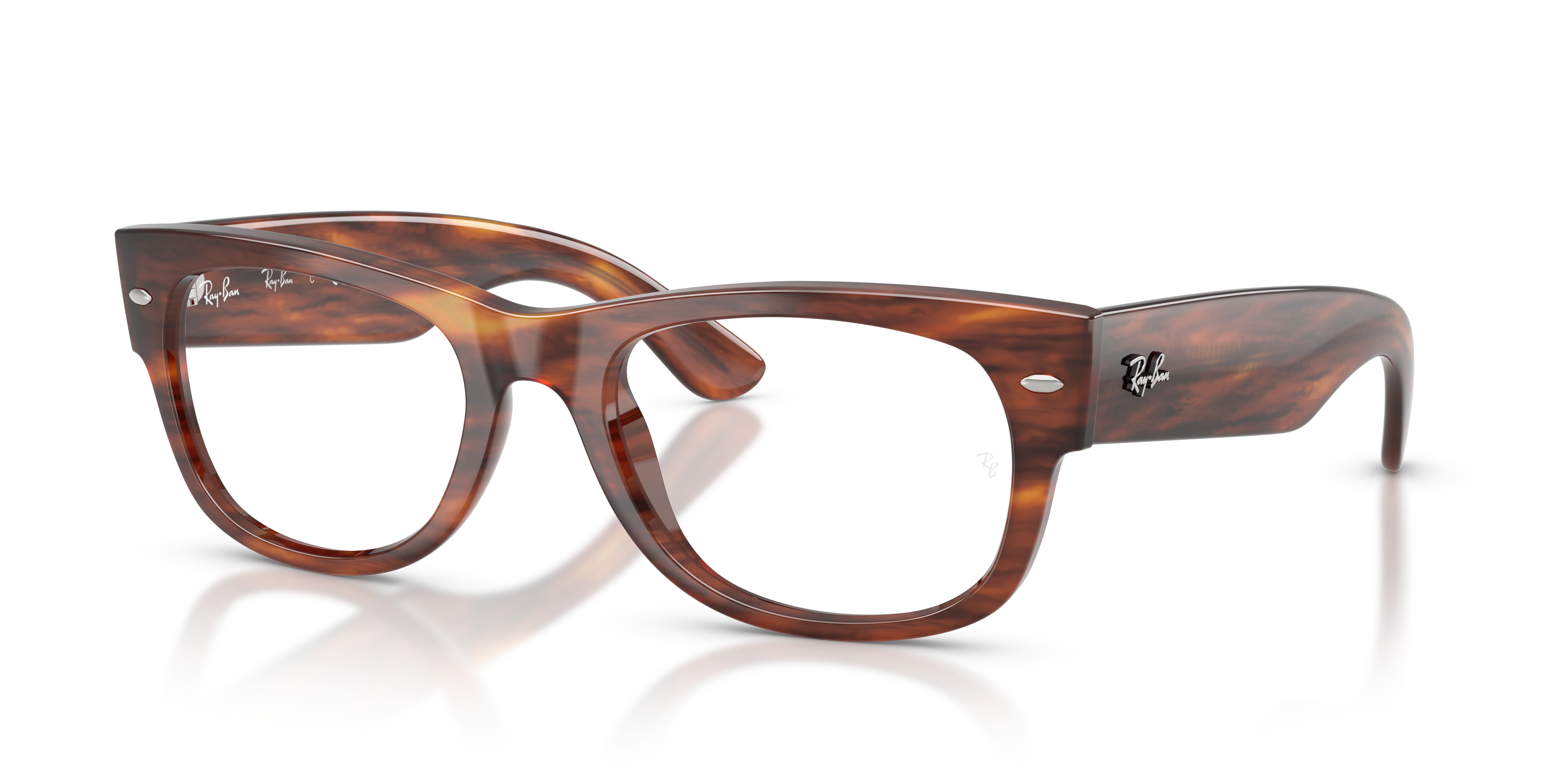 Ray-Ban Eyeglasses Unisex Mega Wayfarer II Optics - Striped Havana Frame Clear Lenses Polarized 52-21