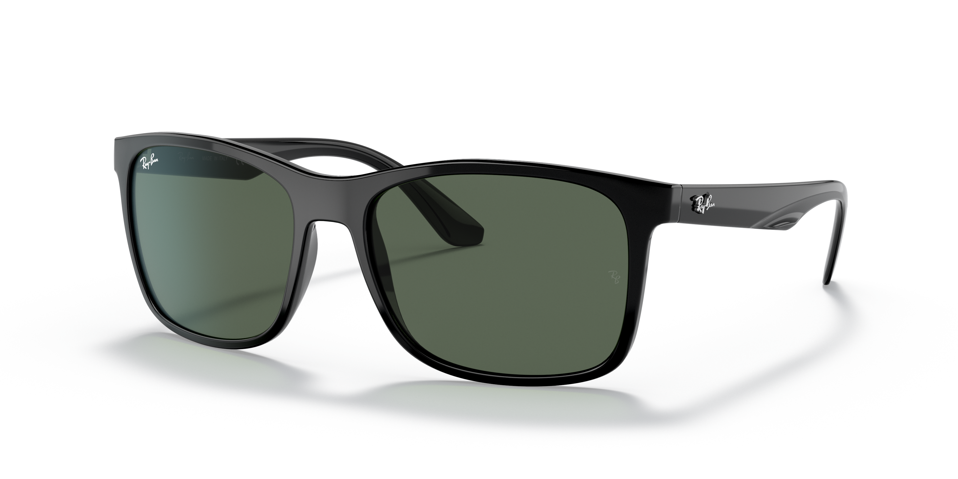 RB4232 Polished Black Frame Dark Green Lenses 57-17