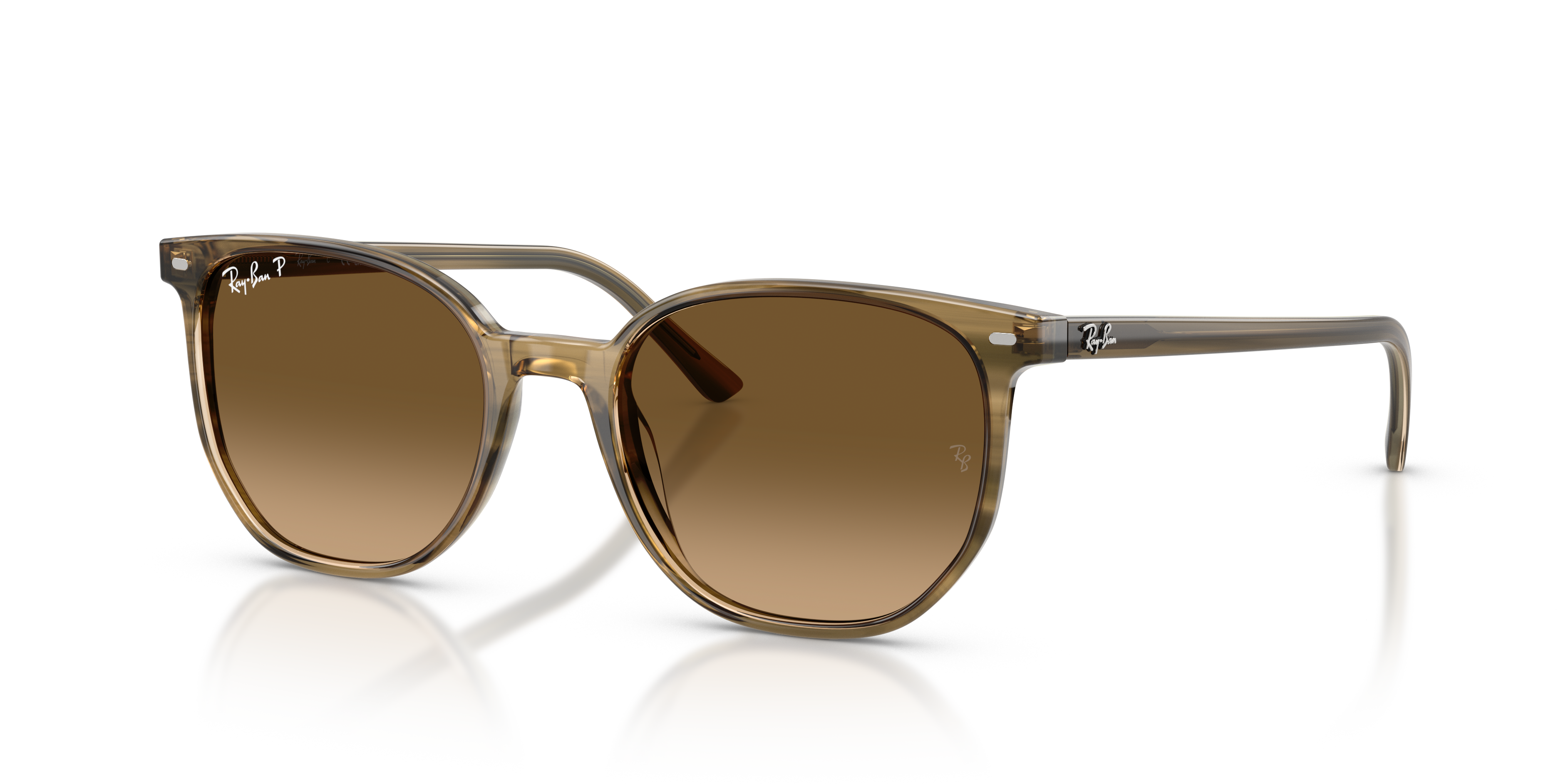 ELLIOT Polished Striped Green Frame Polarized Brown Gradient Lenses 54-19