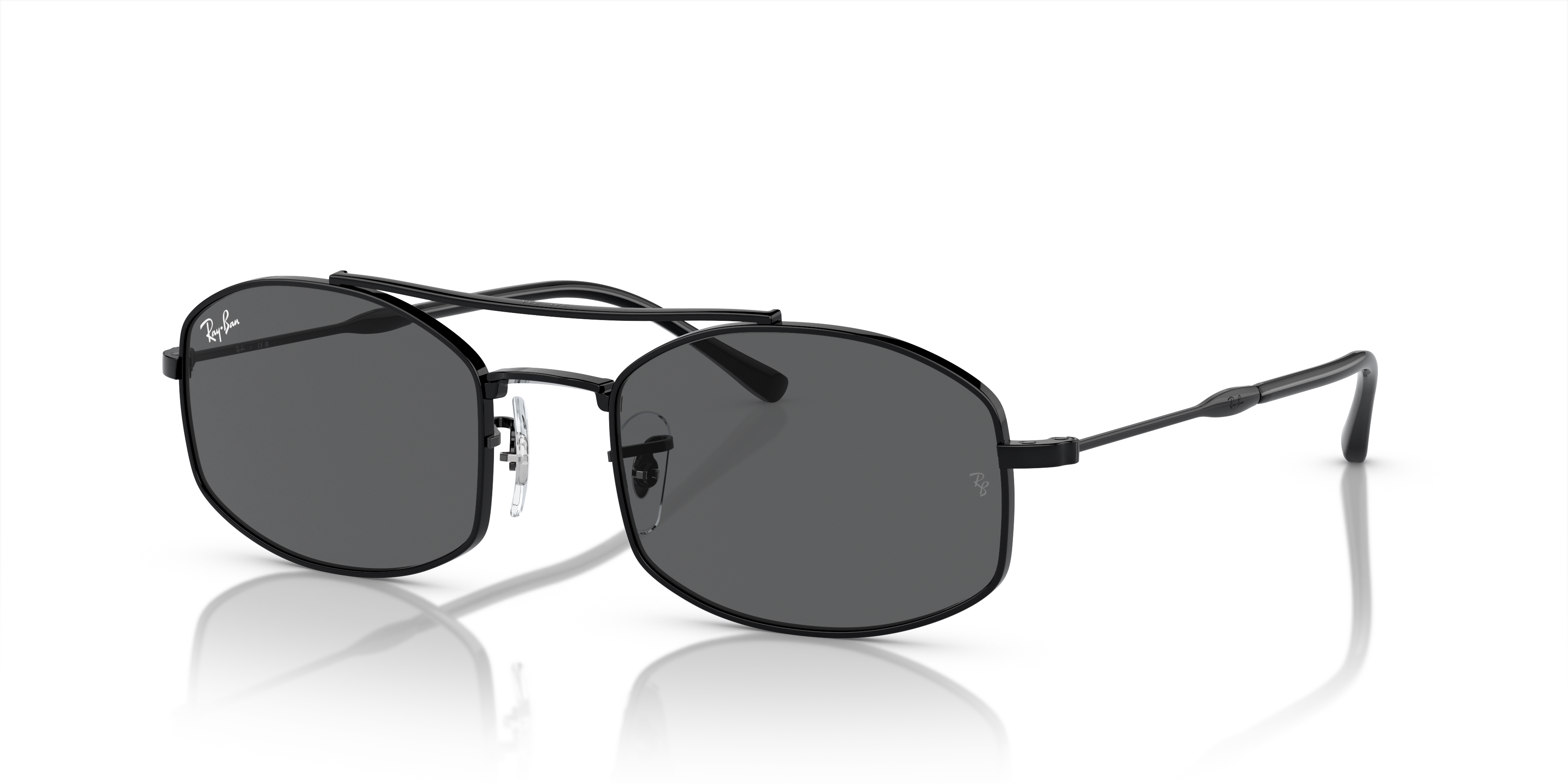 RB3719 Polished Black Frame Dark Grey Lenses 54-20