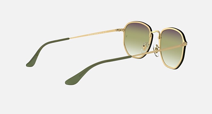 BLAZE HEXAGONAL Sunglasses in Gold and Green/Grey Gradient  display picture 2