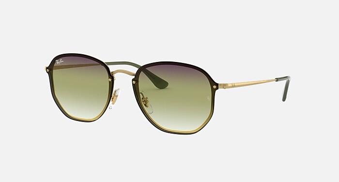 BLAZE HEXAGONAL Sunglasses in Gold and Green/Grey Gradient  display picture 2