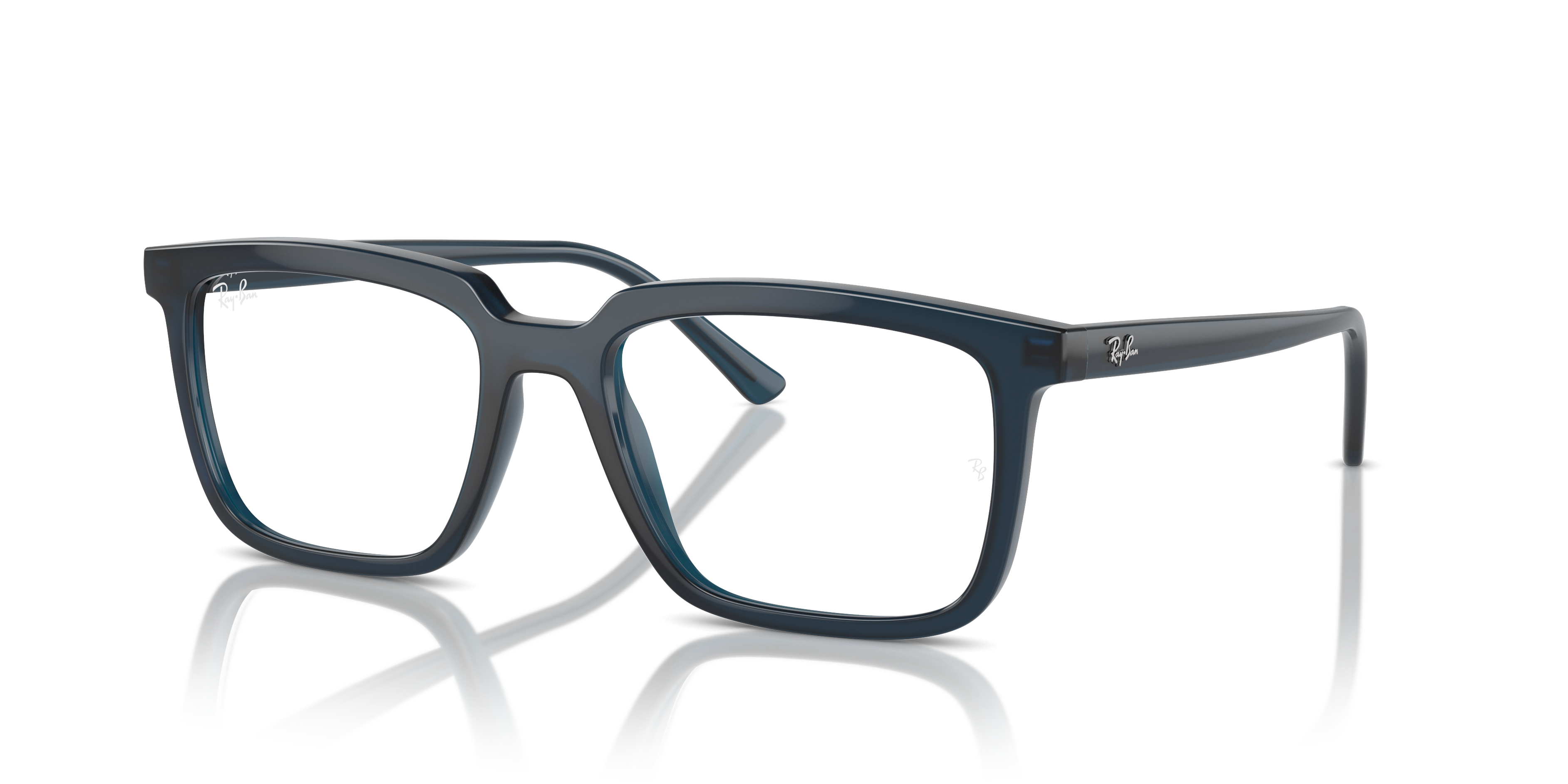 ALAIN OPTICS Polished Opal Dark Blue Frame Clear Lenses 54-18