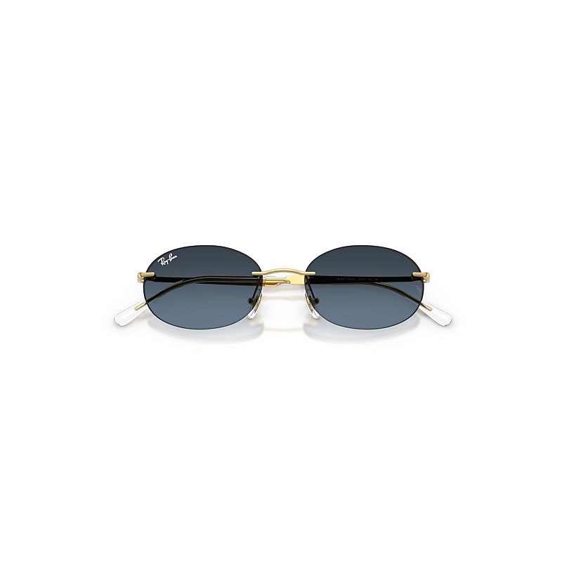 Ray Ban Rb3767 Sunglasses Arista Gold Frame Blue Lenses 54-18 In Gold