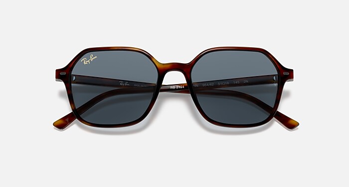 Ray-Ban Sunglasses Unisex John - Striped Havana Frame Blue Lenses 51-18