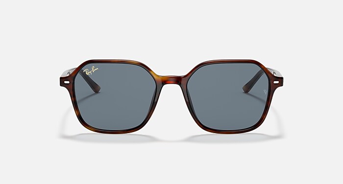Ray-Ban Sunglasses Unisex John - Striped Havana Frame Blue Lenses 51-18
