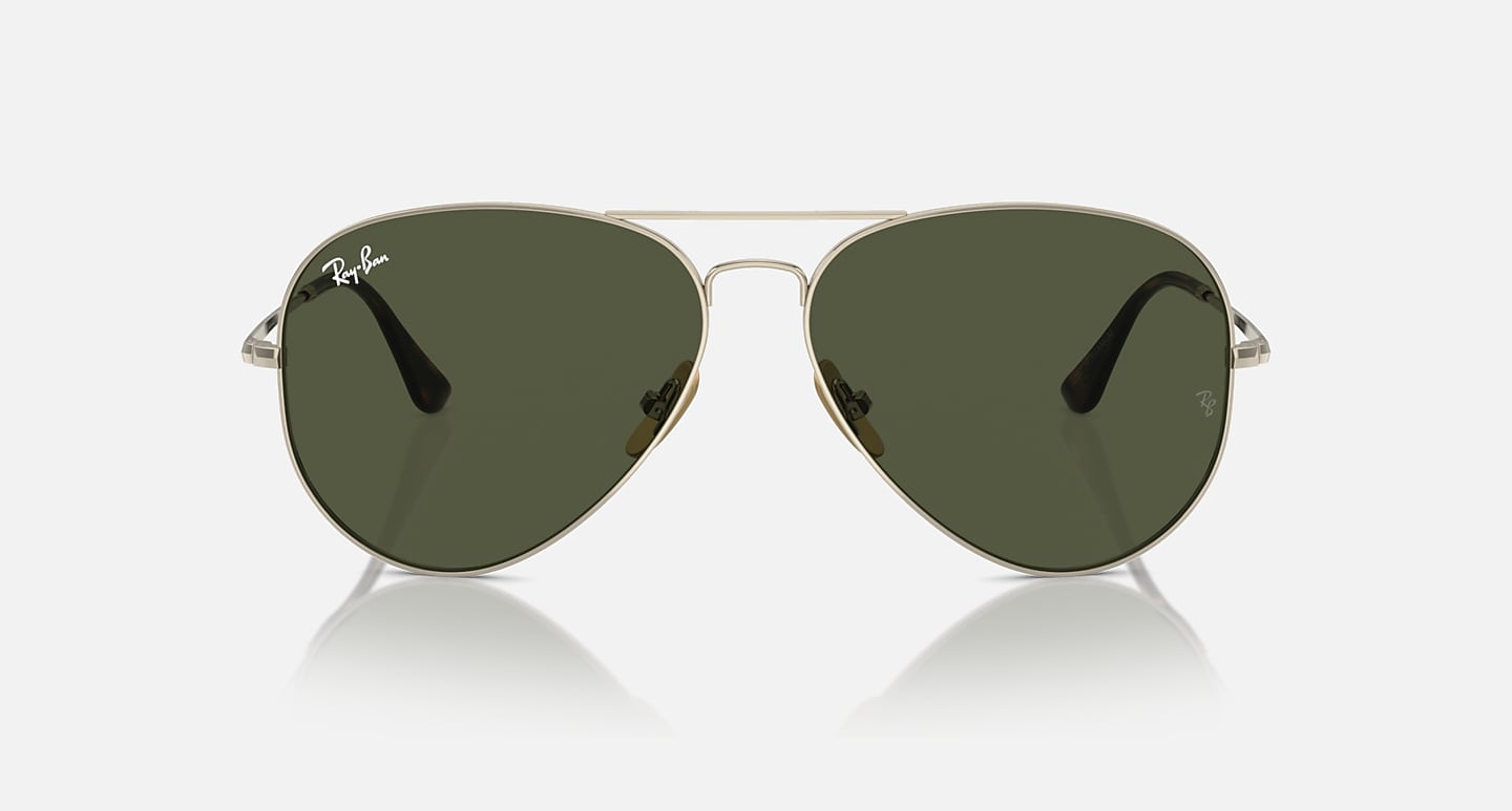 Ray-Ban Sunglasses Unisex Aviator Titanium - Arista Gold Frame Green Lenses 58-14