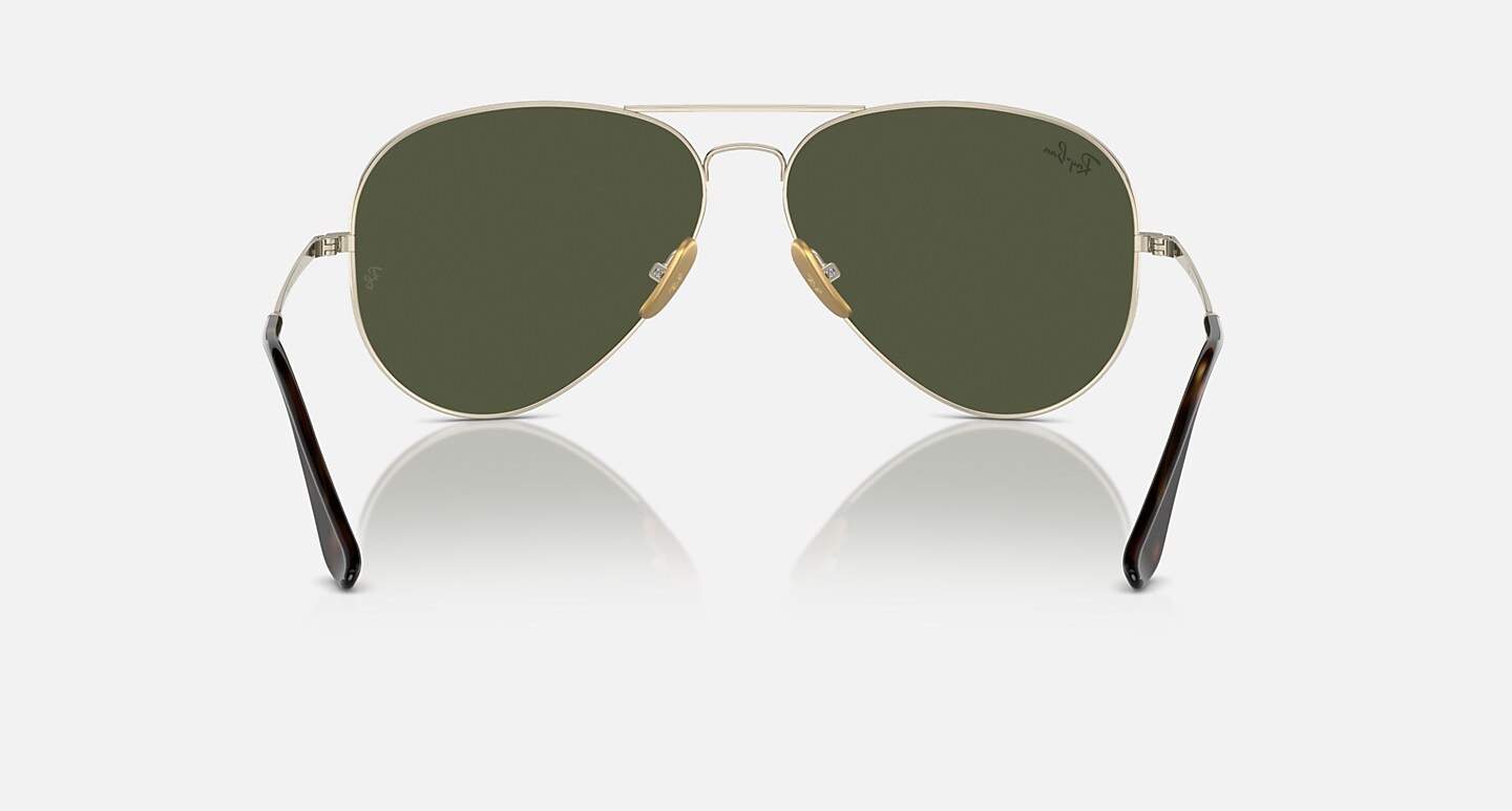 Ray-Ban Sunglasses Unisex Aviator Titanium - Arista Gold Frame Green Lenses 58-14
