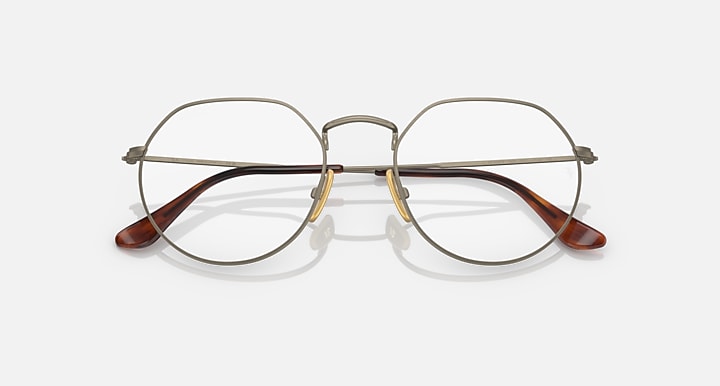 Ray-Ban Eyeglasses Unisex Jack Titanium Optics Prescription - Gold Frame Clear Lenses 49-20 Polarized