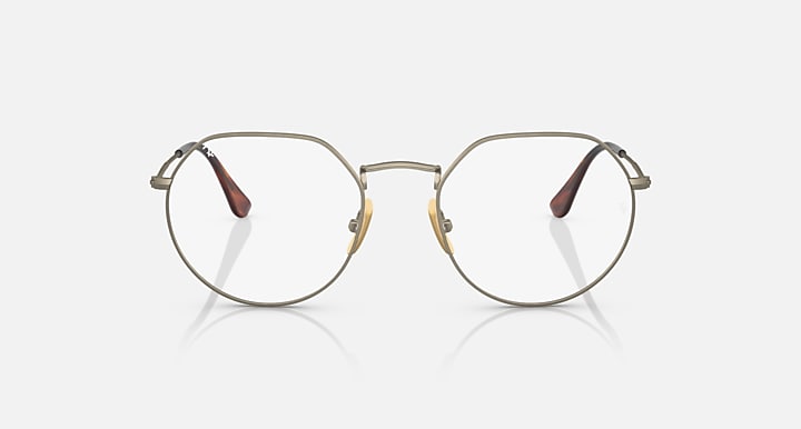 Ray-Ban Eyeglasses Unisex Jack Titanium Optics Prescription - Gold Frame Clear Lenses 49-20 Polarized
