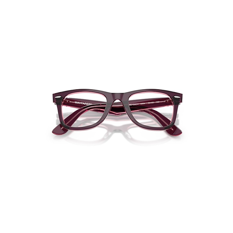 Ray Ban Wayfarer Ease Optics Eyeglasses Violet On Transparent Pink Frame Clear Lenses Polarized 50-22