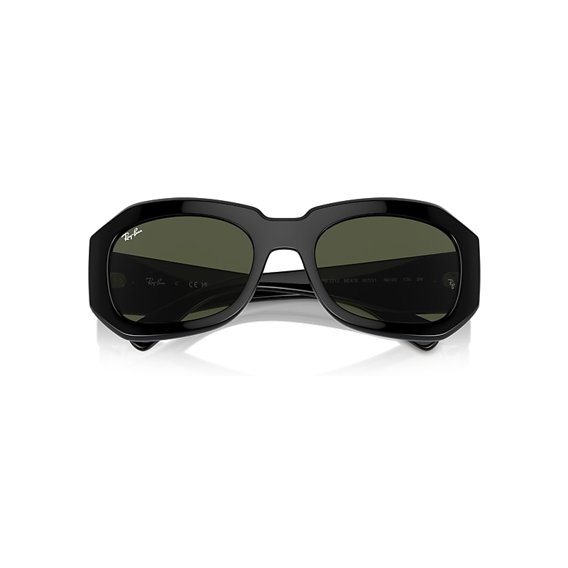 Ray-Ban Beate Sunglasses Black Frame Green Lenses 56-20