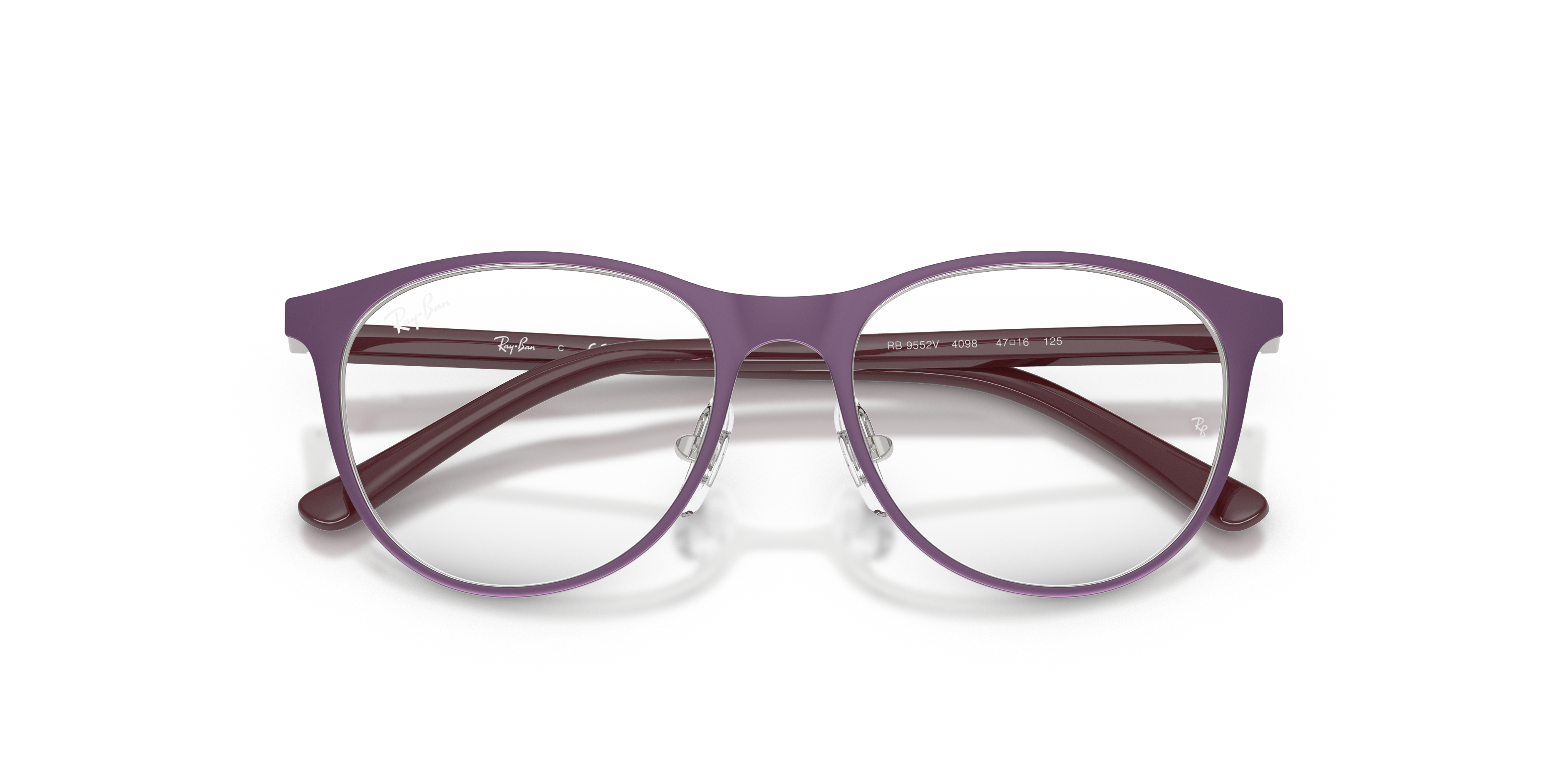 Ray-Ban Rb9552v Optics Kids Eyeglasses Violet Frame Clear Lenses Polarized 47-16 98$