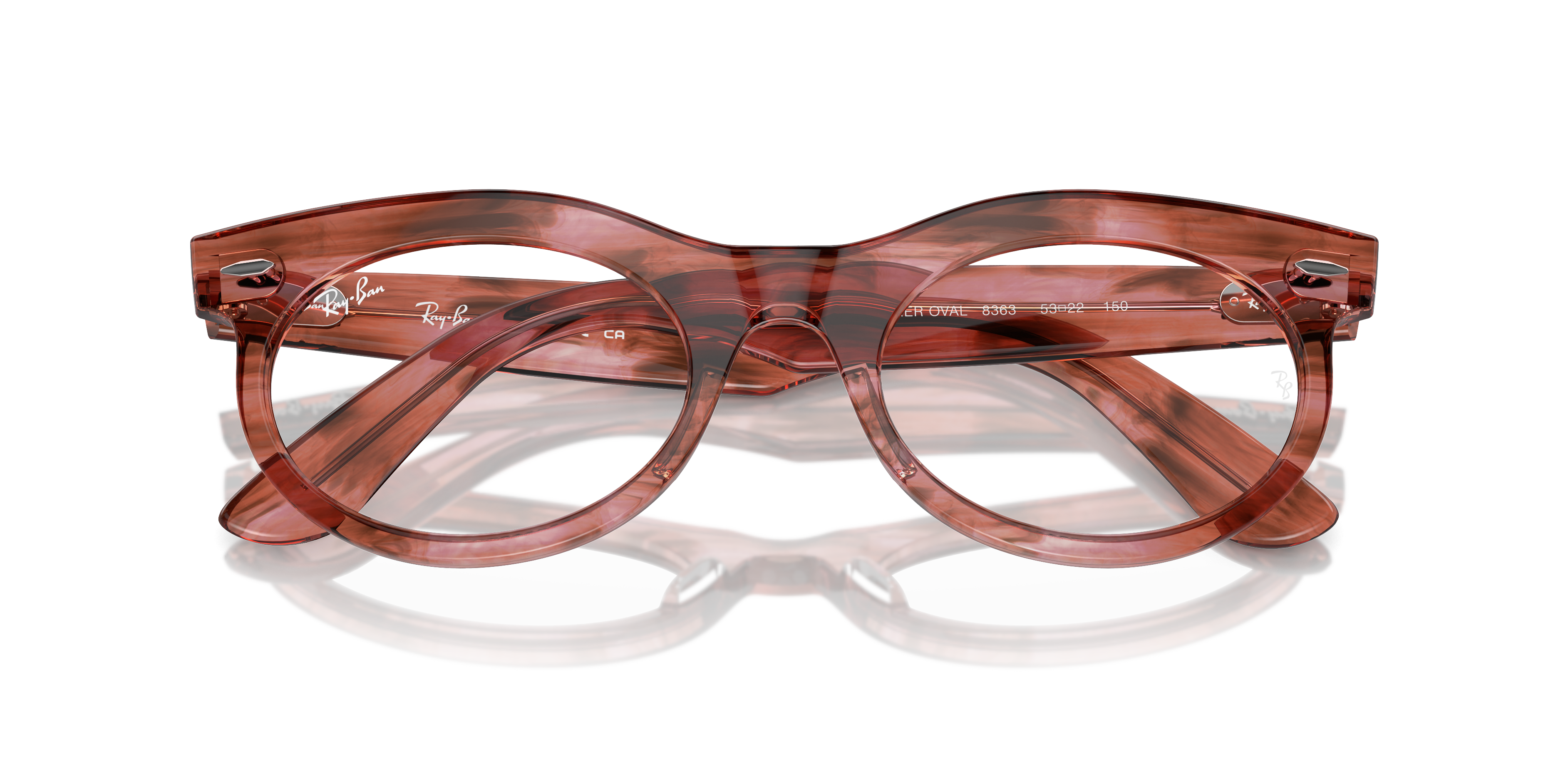 Ray-Ban Wayfarer Oval Optics Eyeglasses Striped Transparent Pink Frame Clear Lenses Polarized 50-22 147$