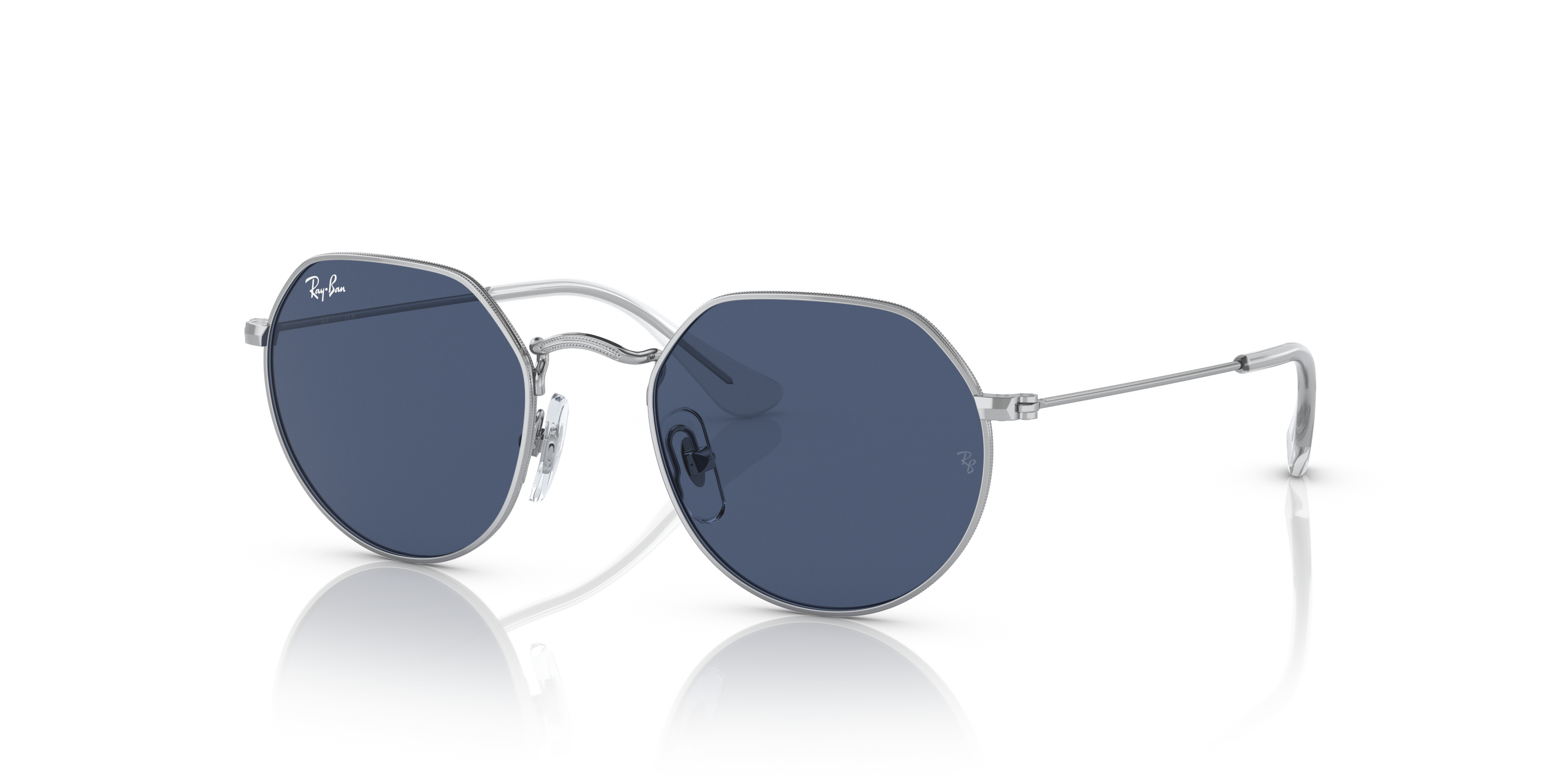 JACK KIDS Polished Silver Frame Dark Blue Lenses 47-19